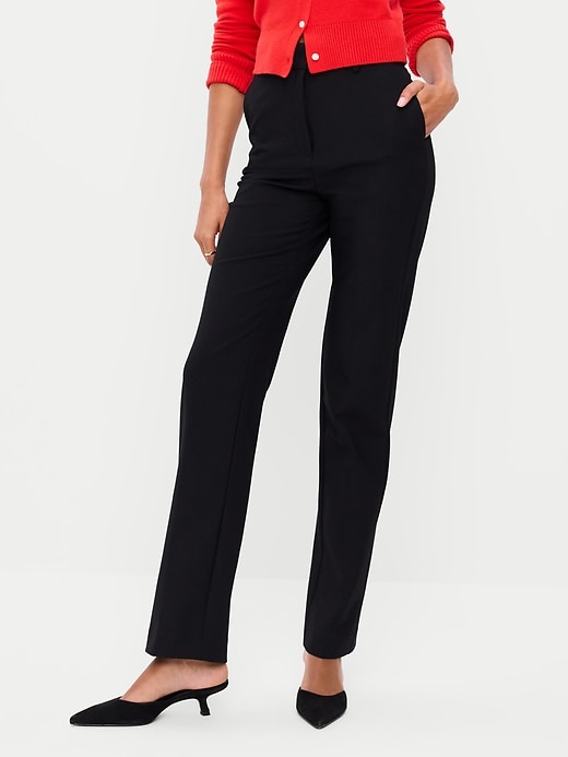 Extra High-Waisted Straight-Leg Twill Pants | Old Navy