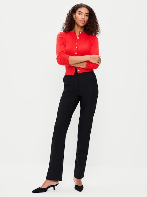 Extra High-Waisted Straight-Leg Twill Pants