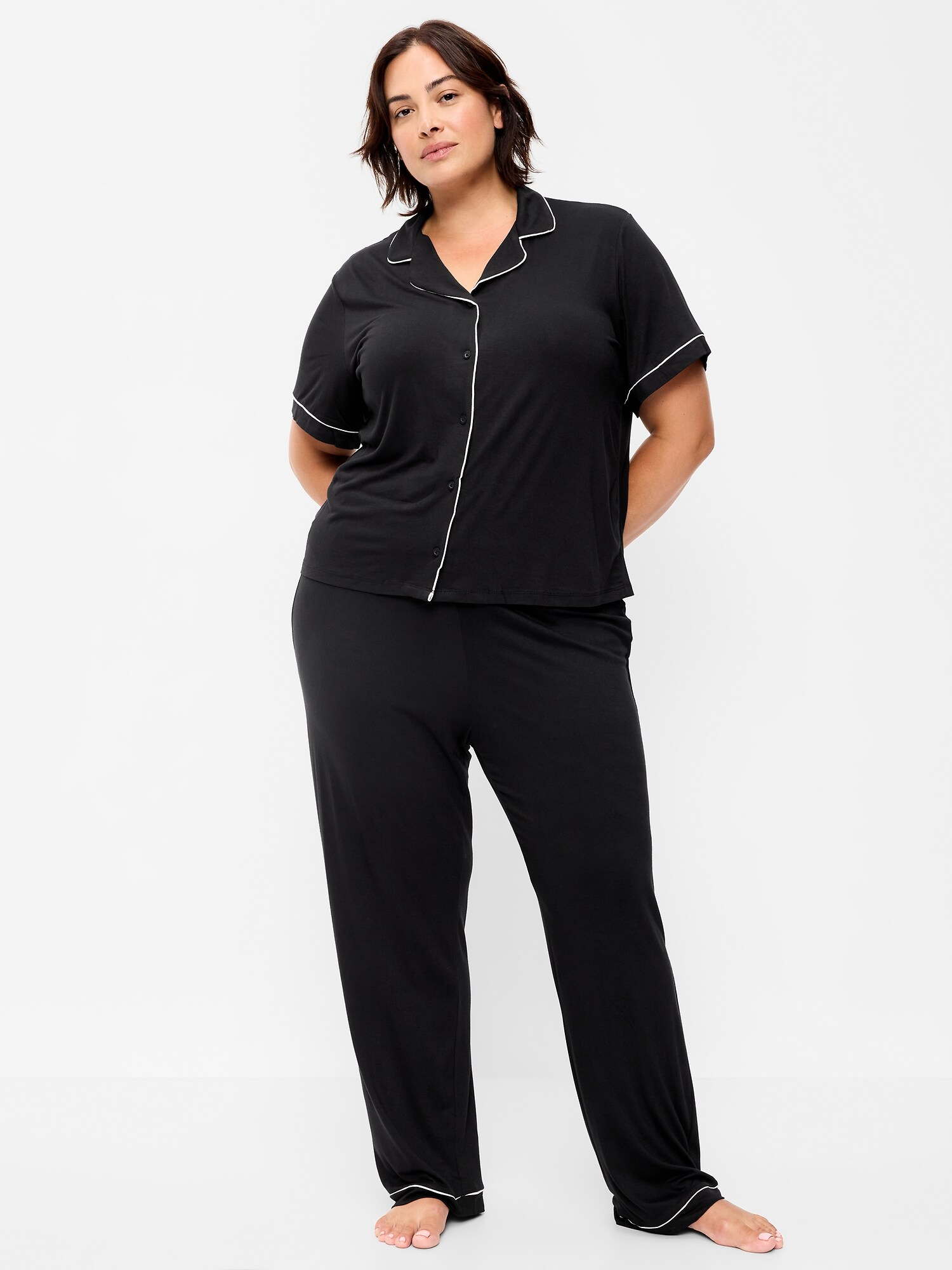 Женские брюки Old Navy Sunday Sleep Knit Jersey Pant Set, цвет: Чёрный — фото 6