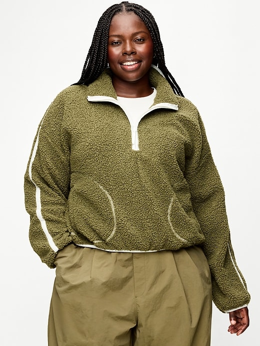 Loose Sherpa Quarter-Zip Pullover | Old Navy