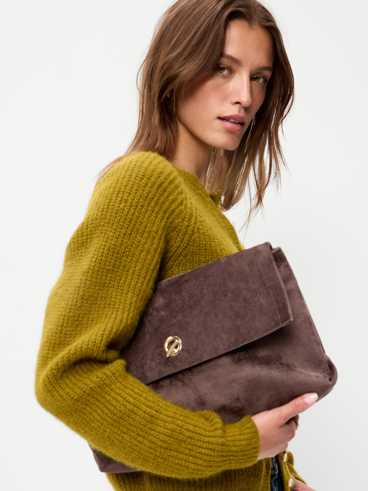 Женский клатч Old Navy Oversized Slouchy Clutch, цвет: Чёрный кофейный — фото 2