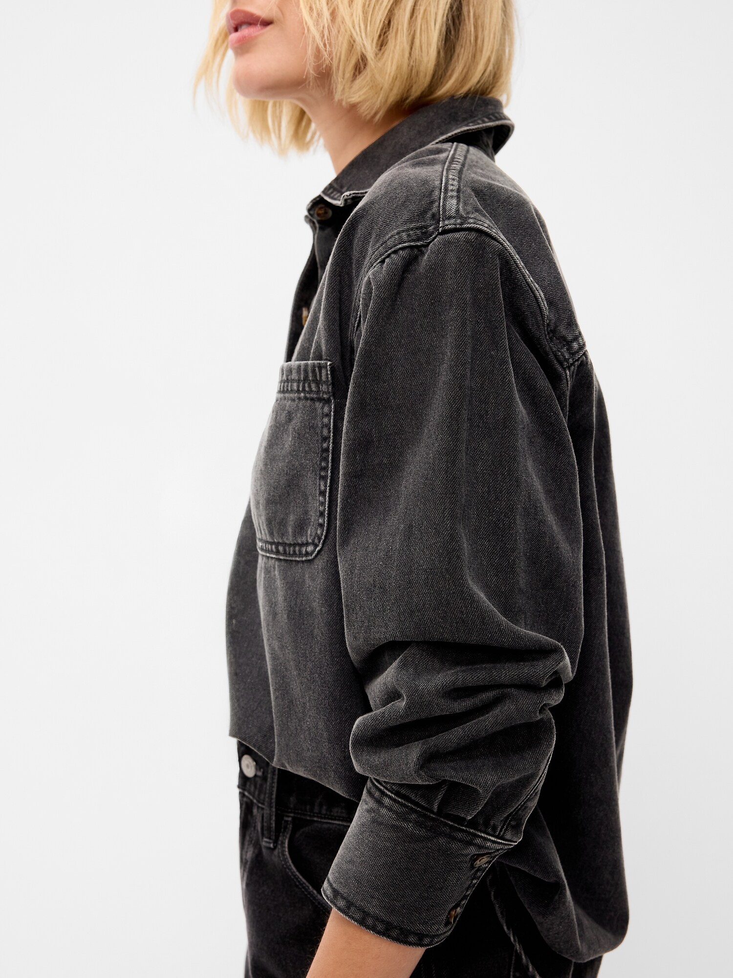 Oversized Boyfriend Button-Down Jean Shirt