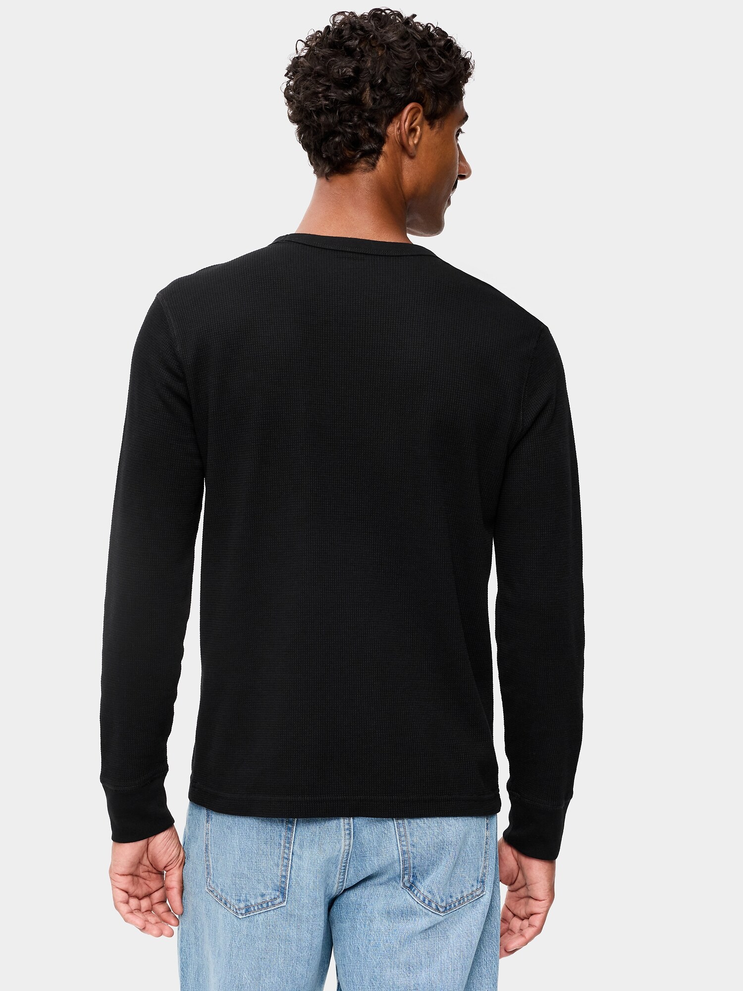 Мужская футболка Old Navy Crew-Neck Waffle, цвет: Чёрный — фото 2
