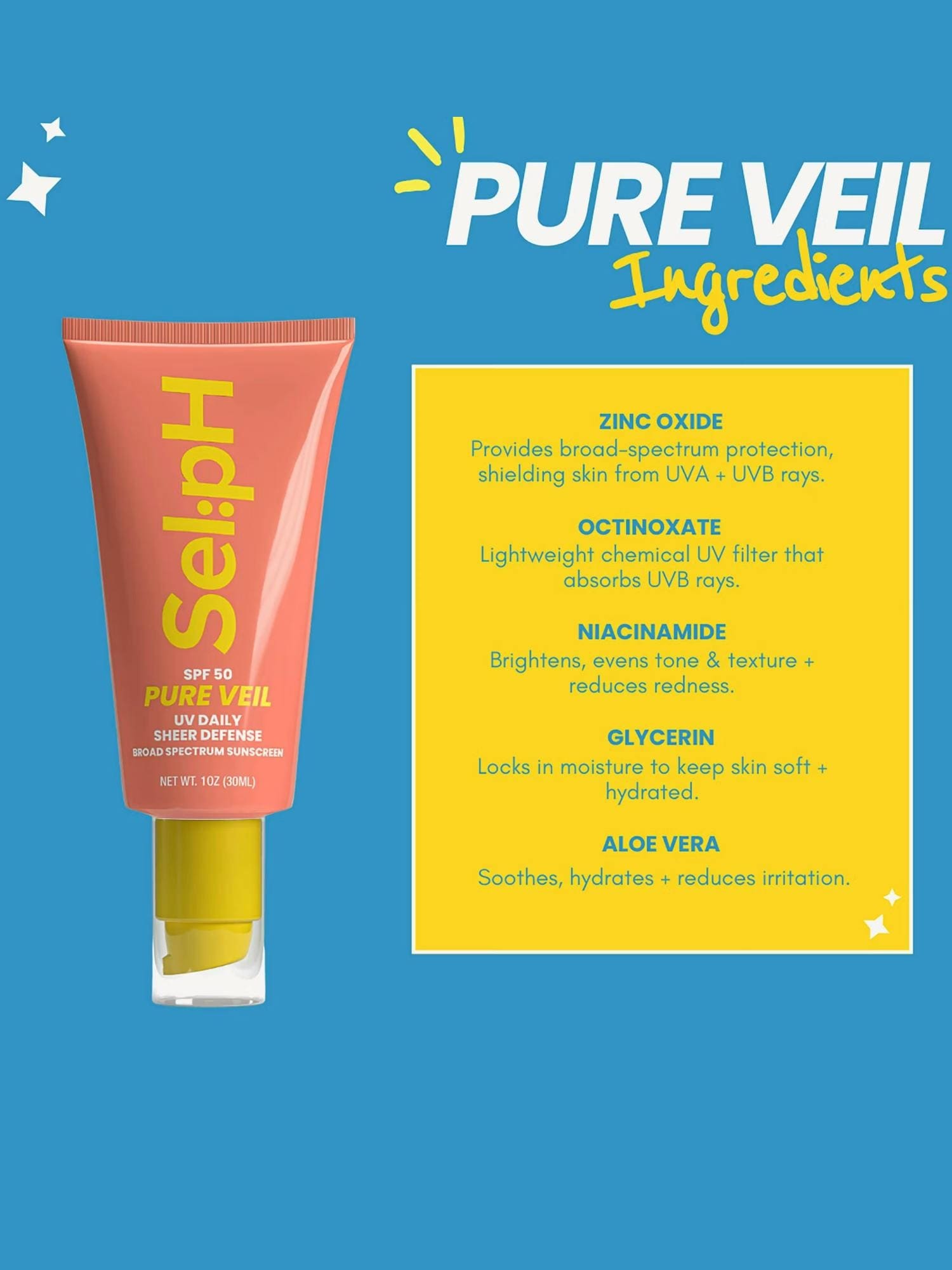 Selph Pure Veil Spf 50 Sheer Tinted Sunscreen