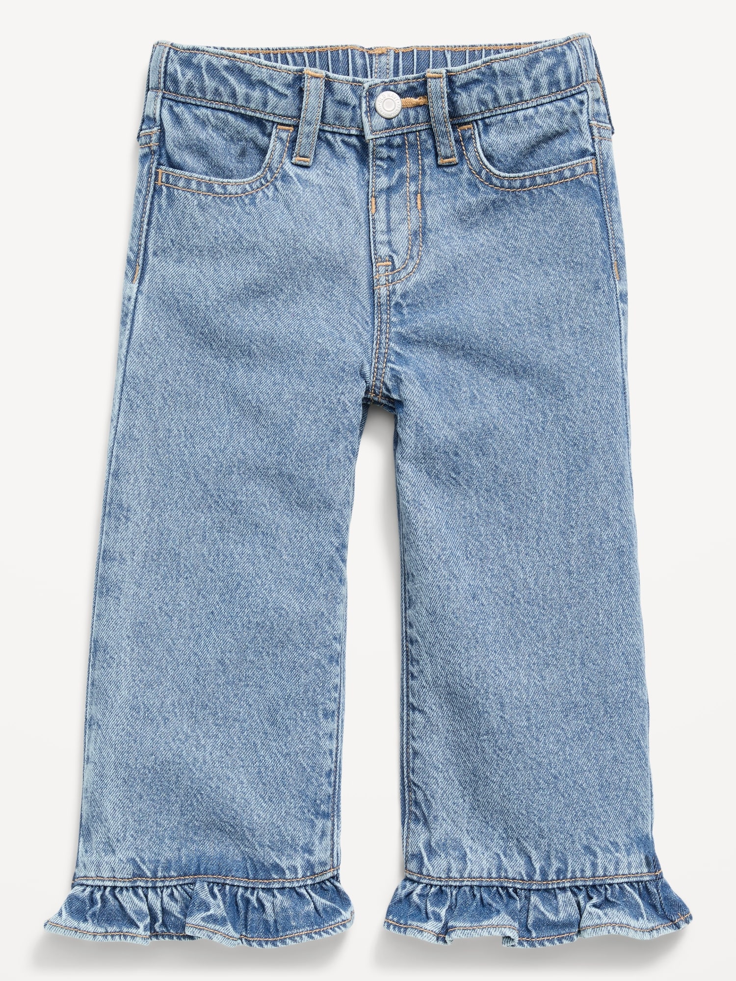 High-Waisted Super Baggy Ruffled Wide-Leg Jeans for Girls