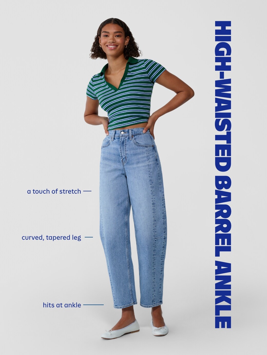 Женские джинсы Old Navy High-Waisted Baggy Barrel Ankle, цвет: Синий — фото 5