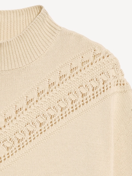 Mock-Neck Lace Inset Sweater | Old Navy