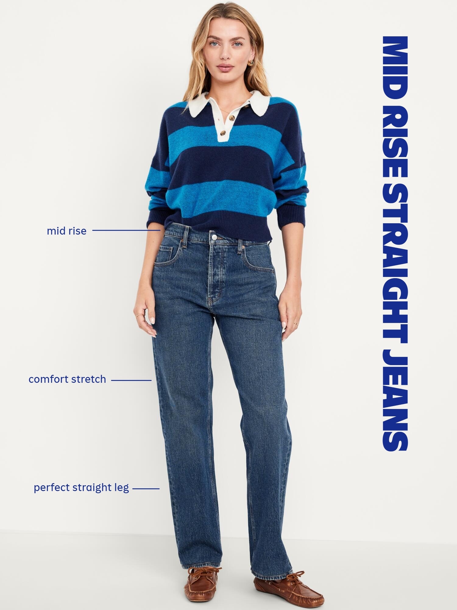 Mid-Rise Straight Jeans