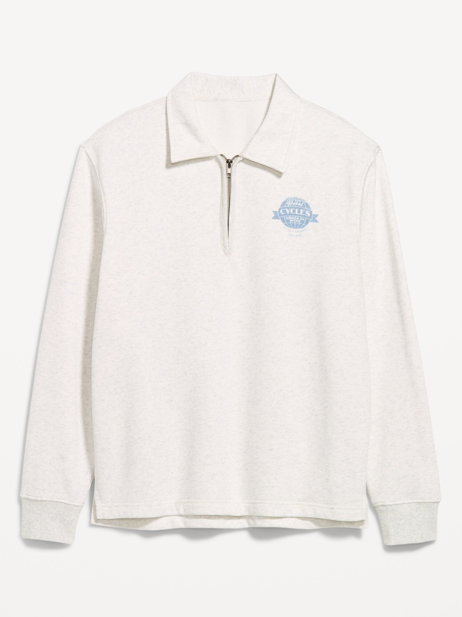 Мужской свитер Old Navy Collared Fleece Quarter-Zip Pullover, цвет: Состаренный белый меланжевый — фото 2