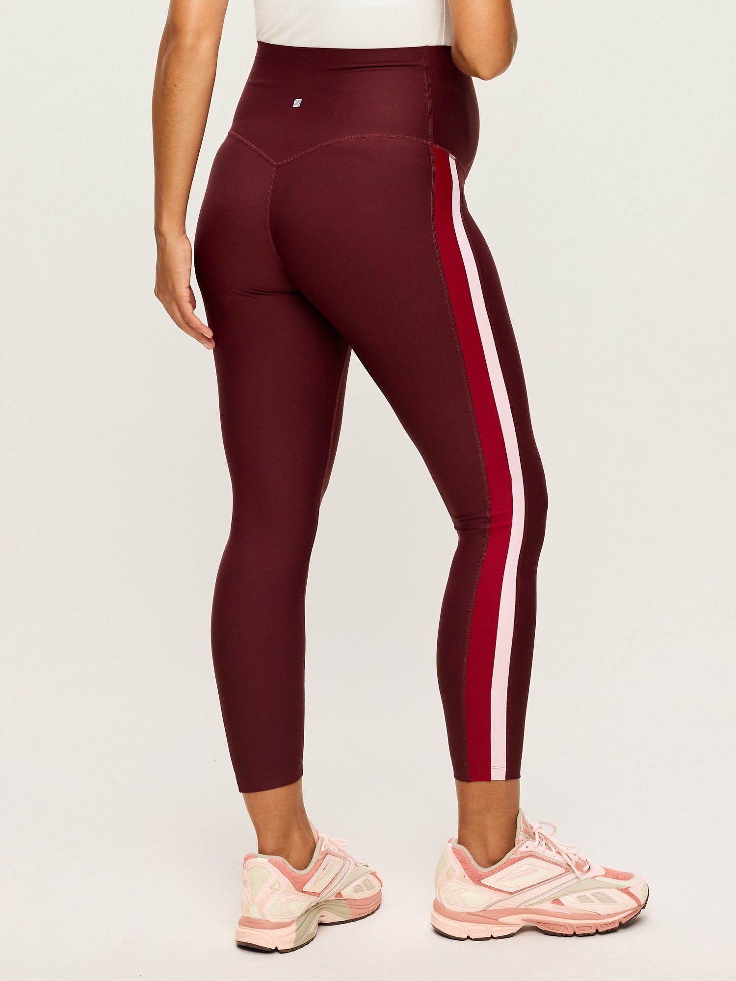 Maternity Full-Panel PowerSoft Striped 7/8 Leggings