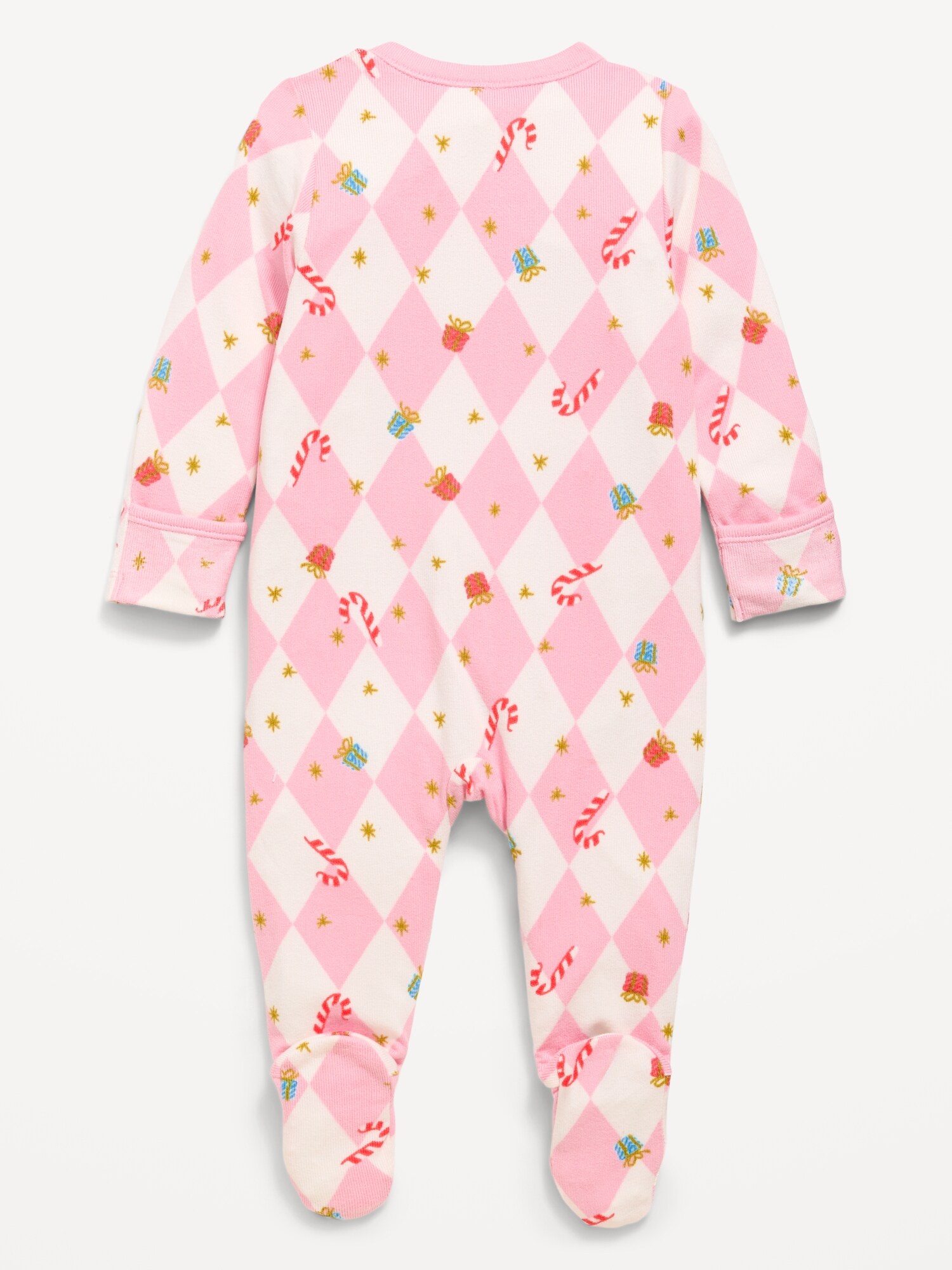 Детский комбинезон Old Navy Sleep & Play с ножками на двусторонней молнии, цвет: Checkered Candy Canes (Match The Fam!) — фото 3