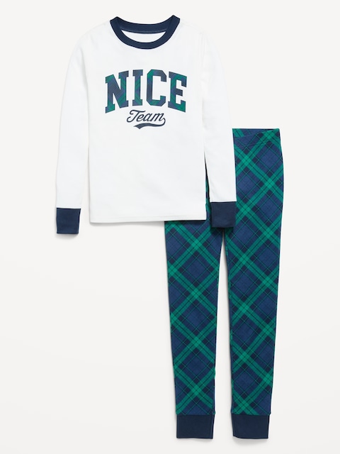 Gender-Neutral Snug-Fit Graphic Pajama Set for Kids