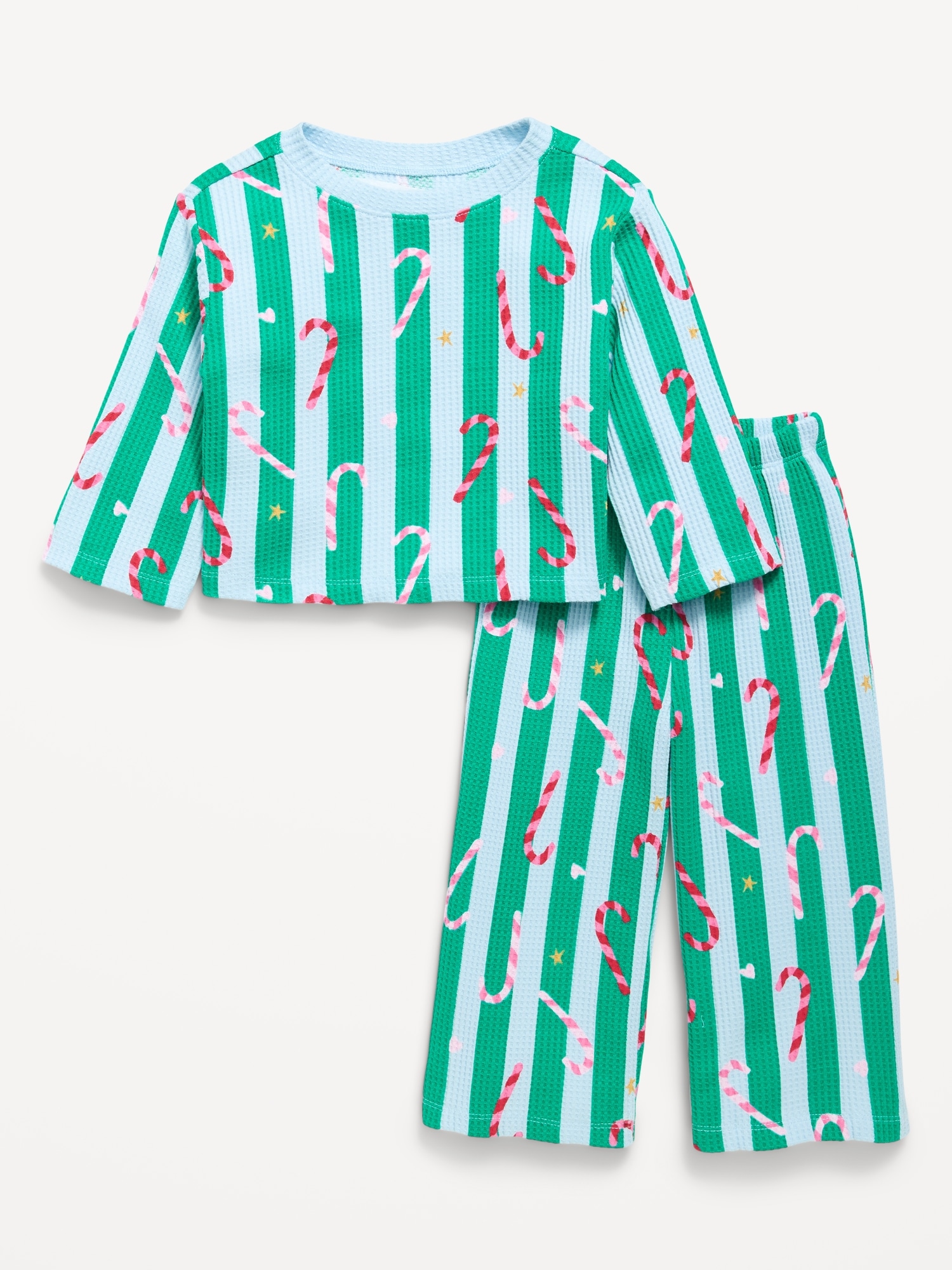 Printed Waffle Knit Top and Pants Set for Toddler Girls