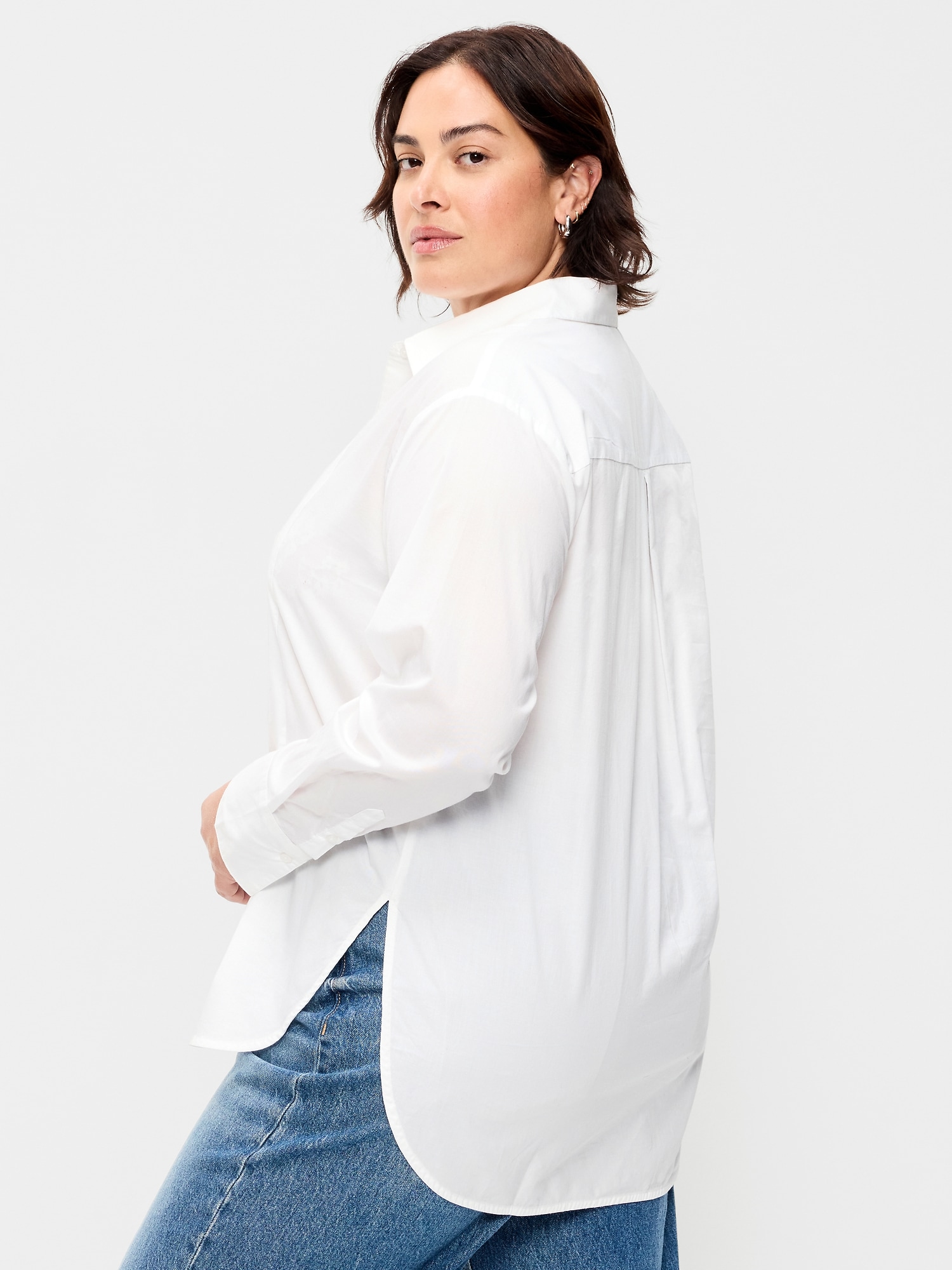 Женская рубашка Old Navy Oversized Tuxedo-Front Button-Down, цвет: Белый — фото 5