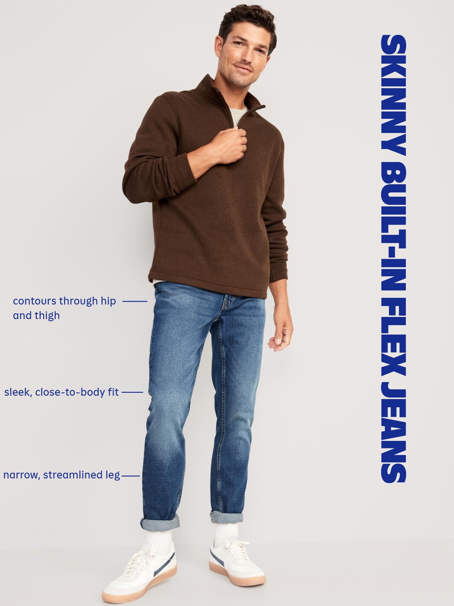 Мужские джинсы Old Navy Skinny Built-In Flex, цвет: Чёрный — фото 5