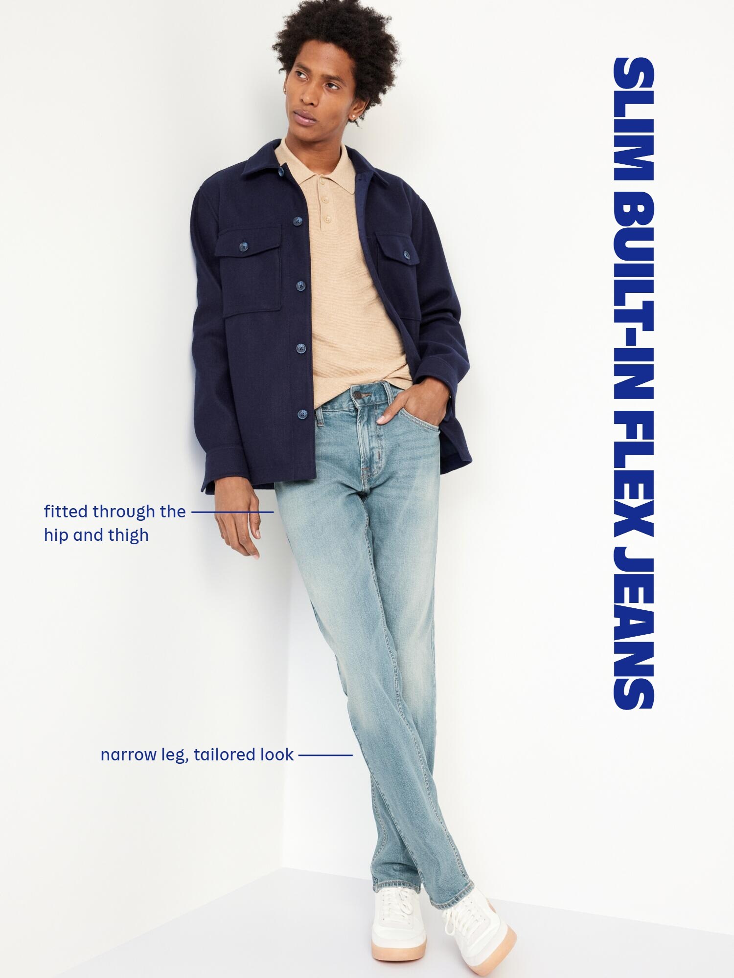Мужские джинсы Old Navy Slim Built-In-Flex, цвет: Чёрный — фото 5
