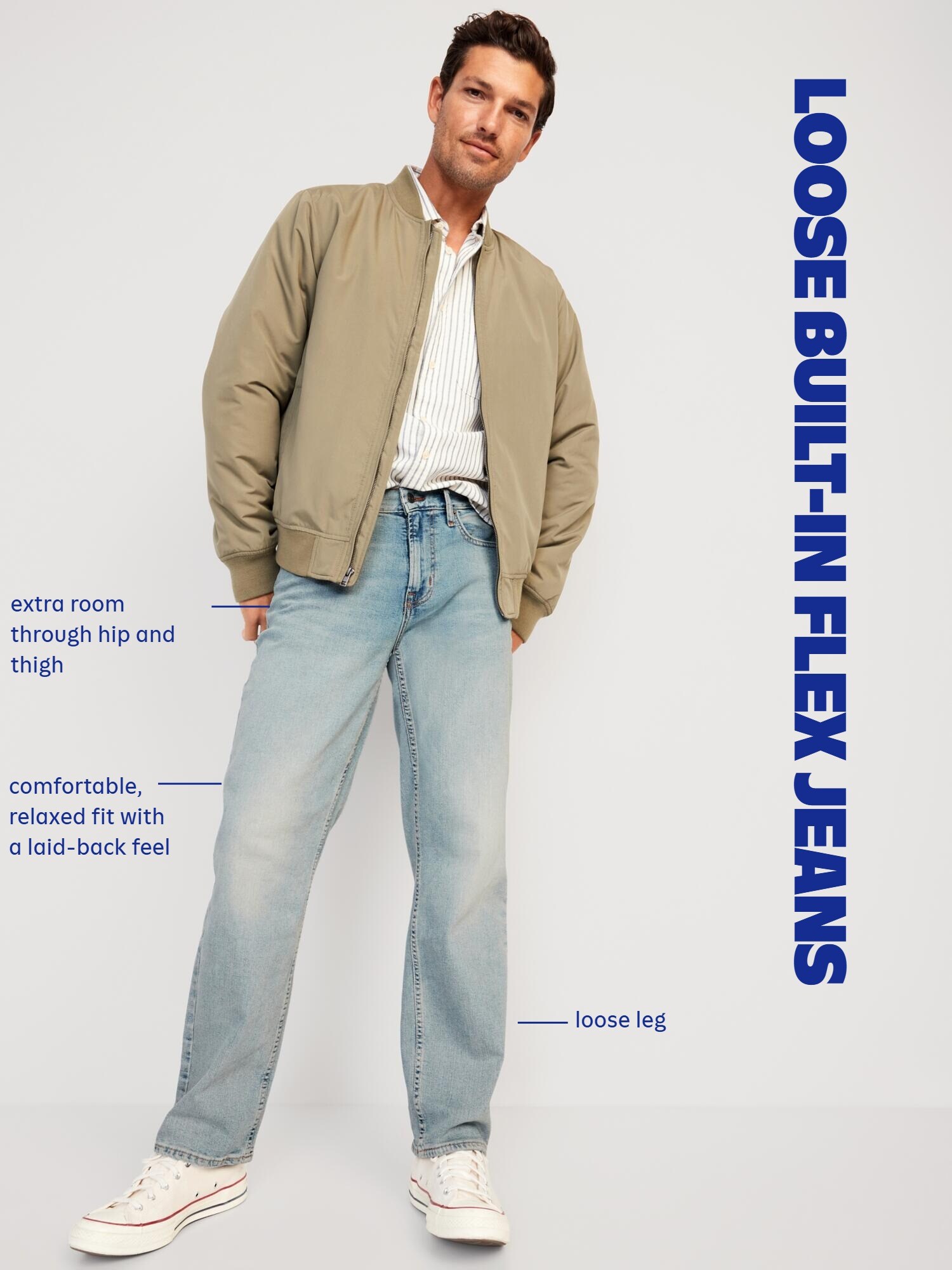 Мужские джинсы Old Navy Loose Built-In Flex, цвет: Чёрный — фото 5