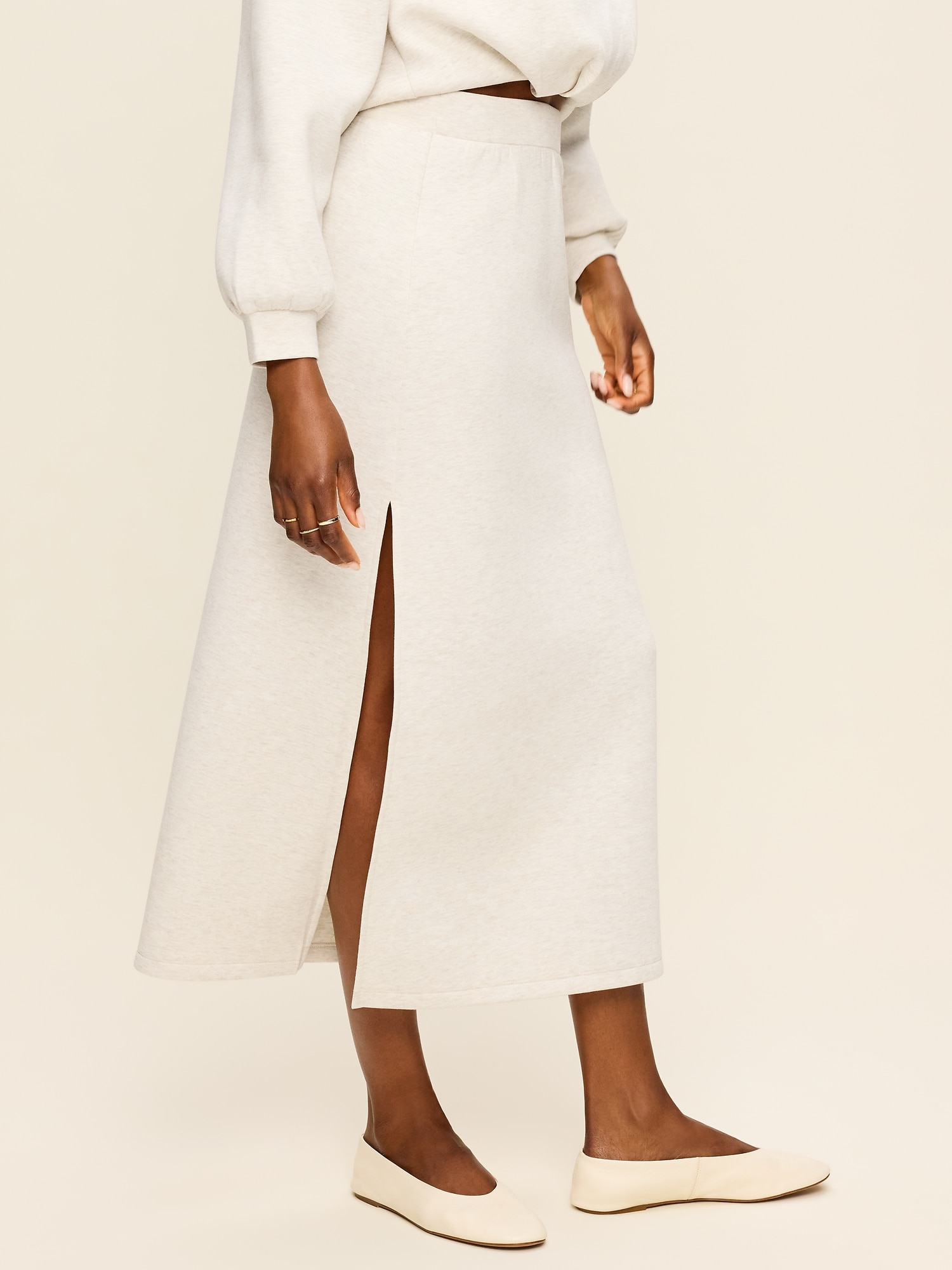 High-Waisted Bounce Fleece Maxi Skirt