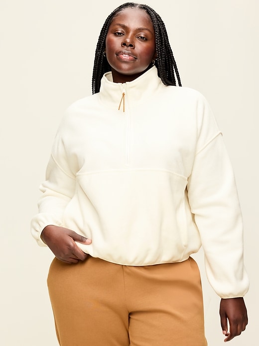 Oversized Half-Zip Cropped Fleece Sweatshirt | Old Navy