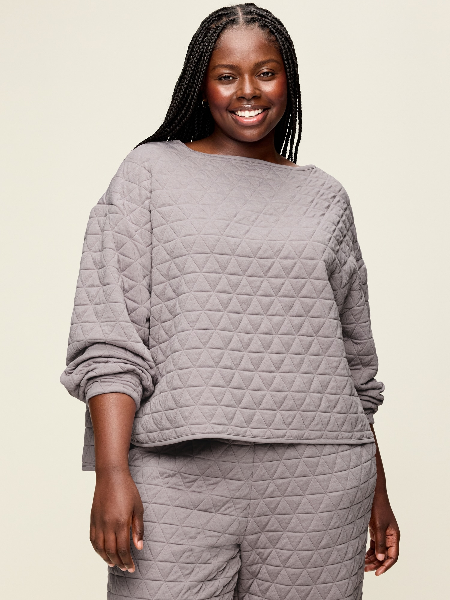 Quilted Bounce Fleece Boatneck Sweatshirt