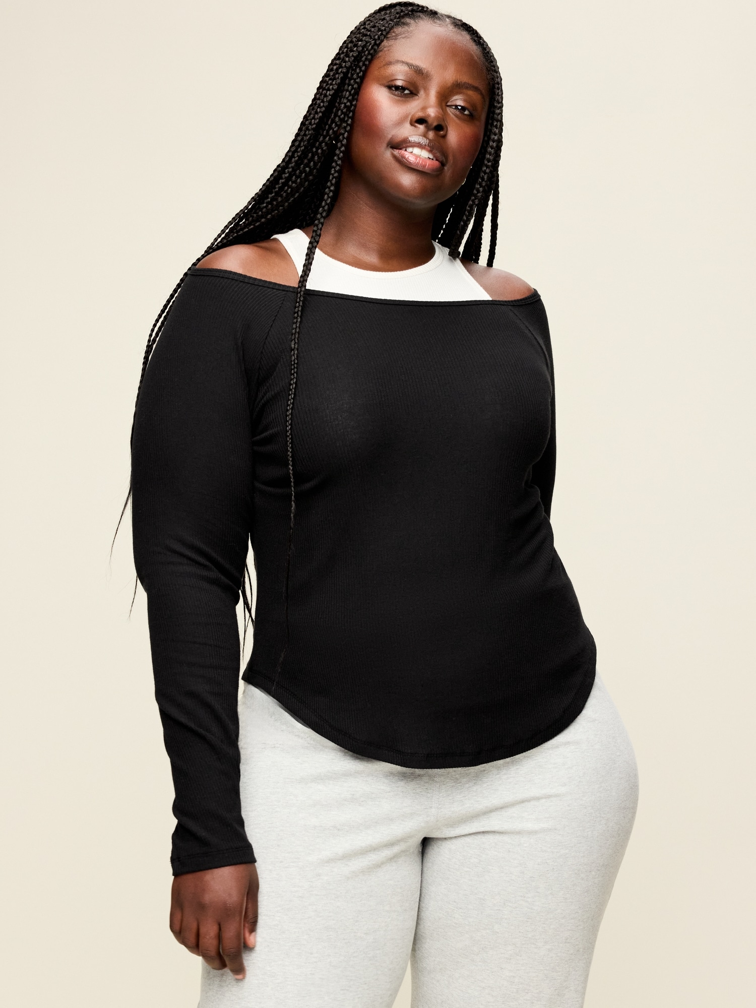 CloudLite Ribbed Long-Sleeve Boatneck Top
