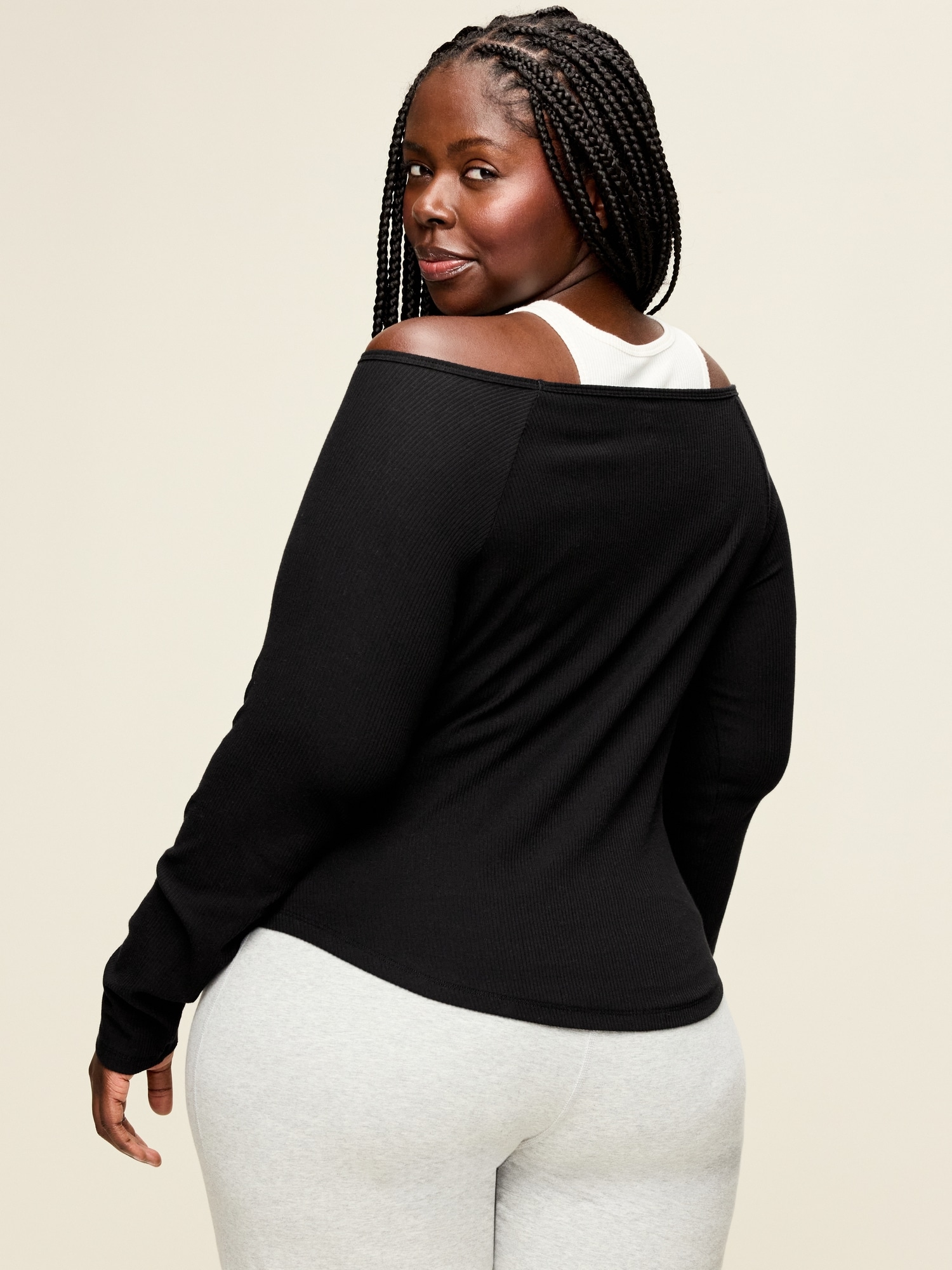CloudLite Ribbed Long-Sleeve Boatneck Top