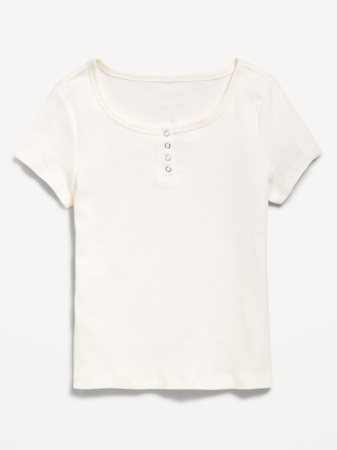 Short-Sleeve Henley Top for Girls