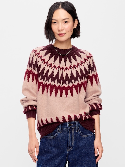 Oversized Crew-Neck Fairisle Sweater