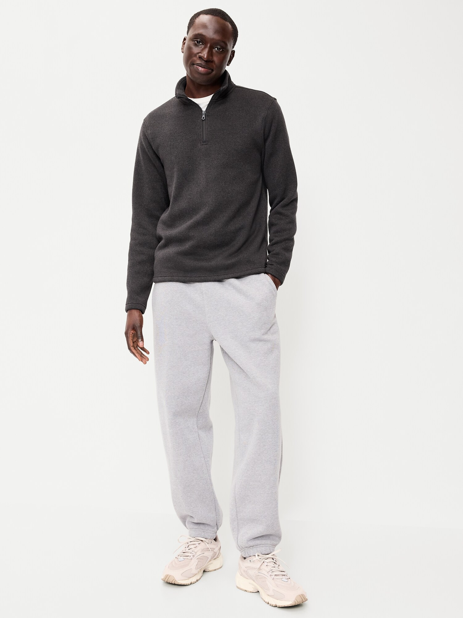Мужской свитер Old Navy Sweater Fleece Quarter-Zip, цвет: Чёрный — фото 3