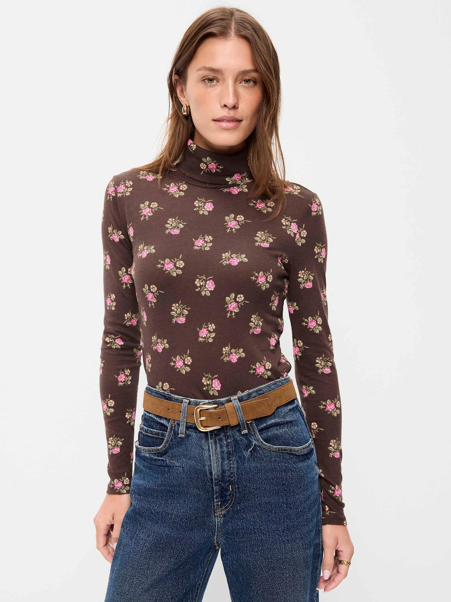 Slim-Fit Printed Turtleneck