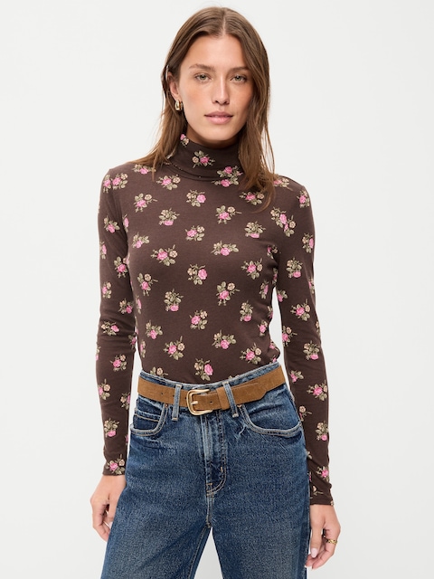 Slim-Fit Printed Turtleneck