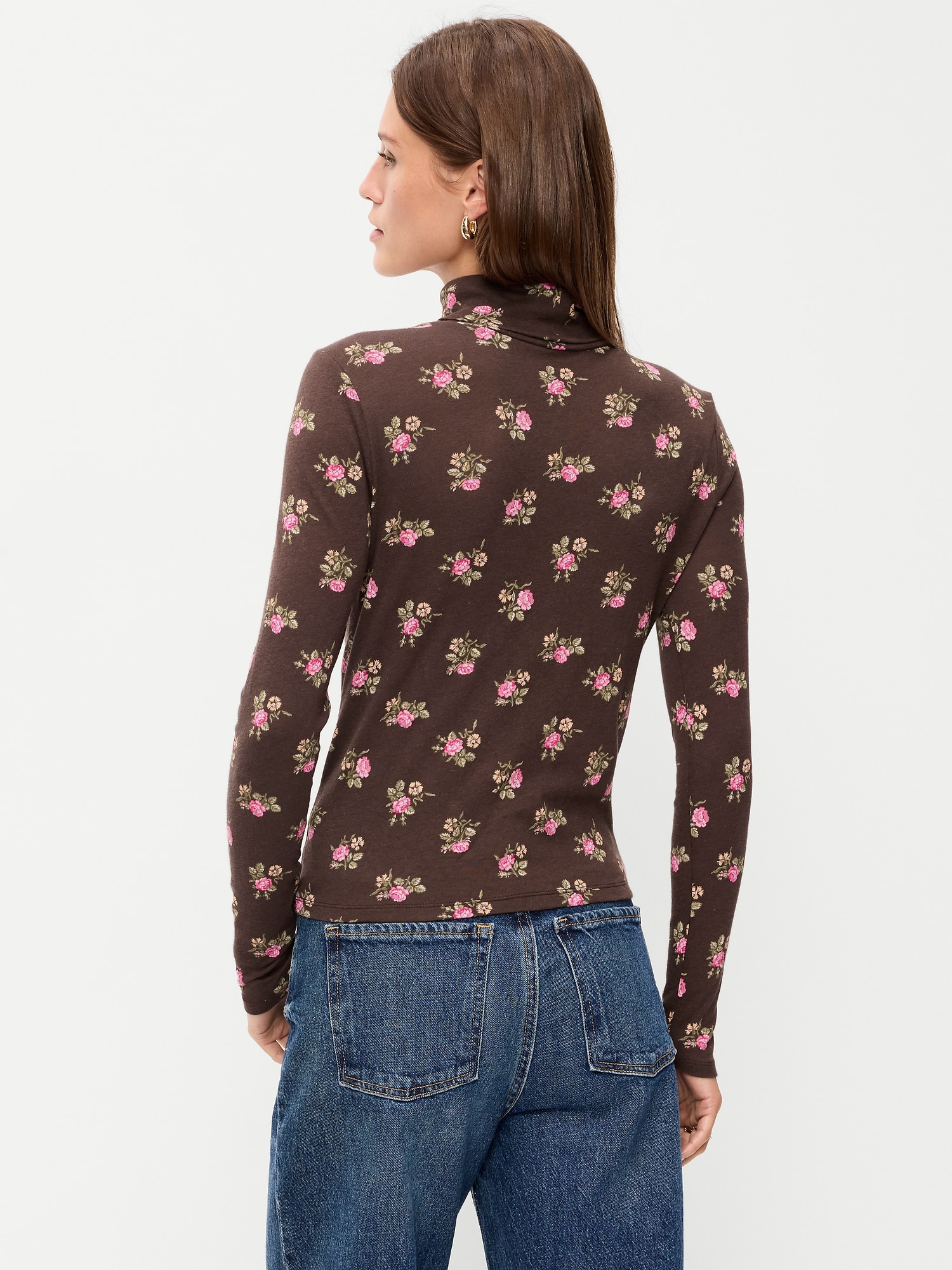 Slim-Fit Printed Turtleneck