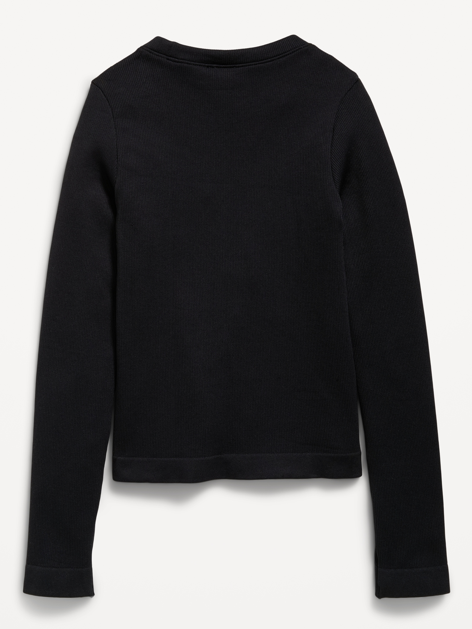 Fitted Long-Sleeve Seamless Ribbed Performance Top for Girls