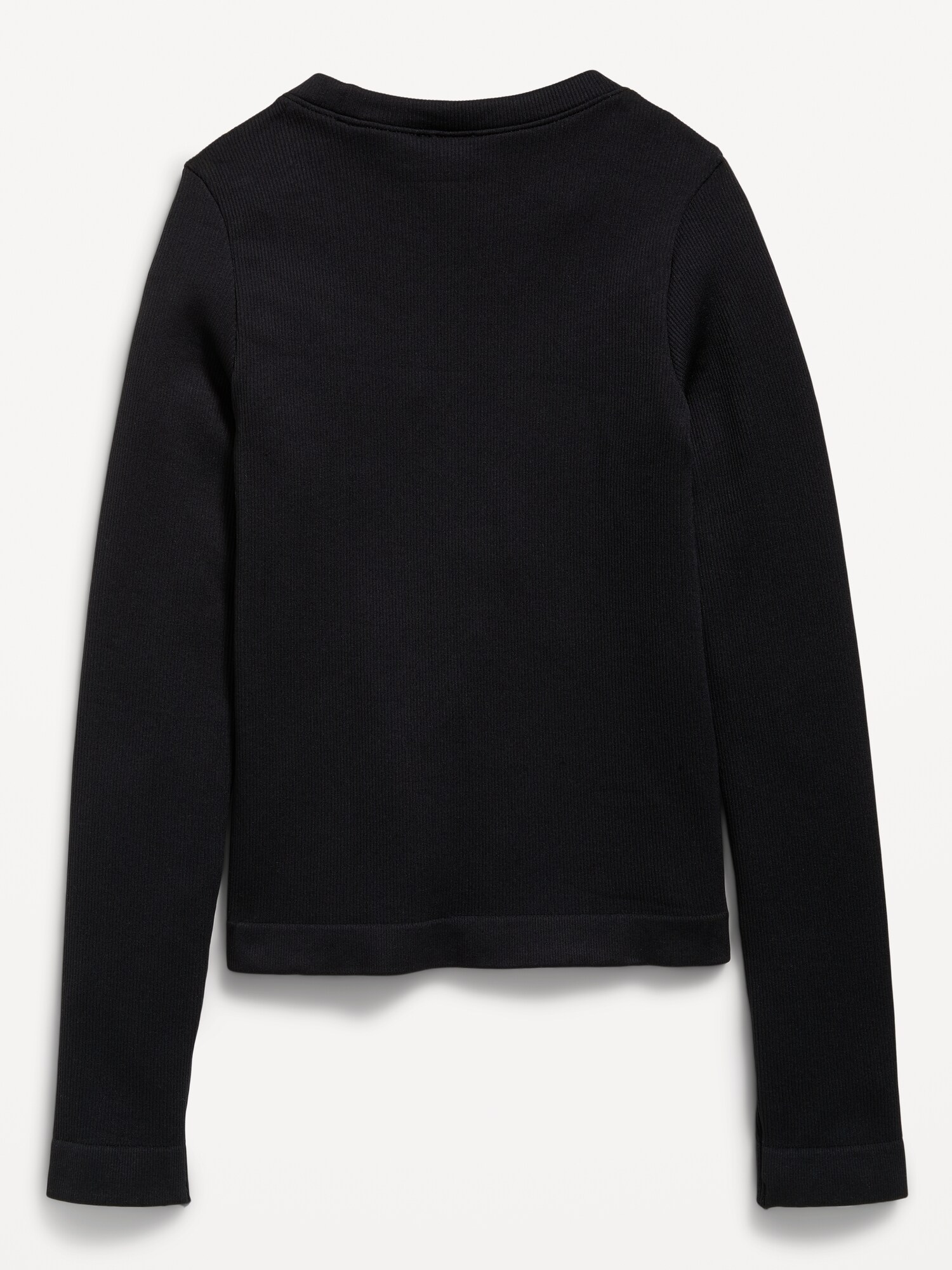 Топ Old Navy Fitted Long-Sleeve Seamless Ribbed Performance Top для девочек, цвет: Чёрный — фото 4