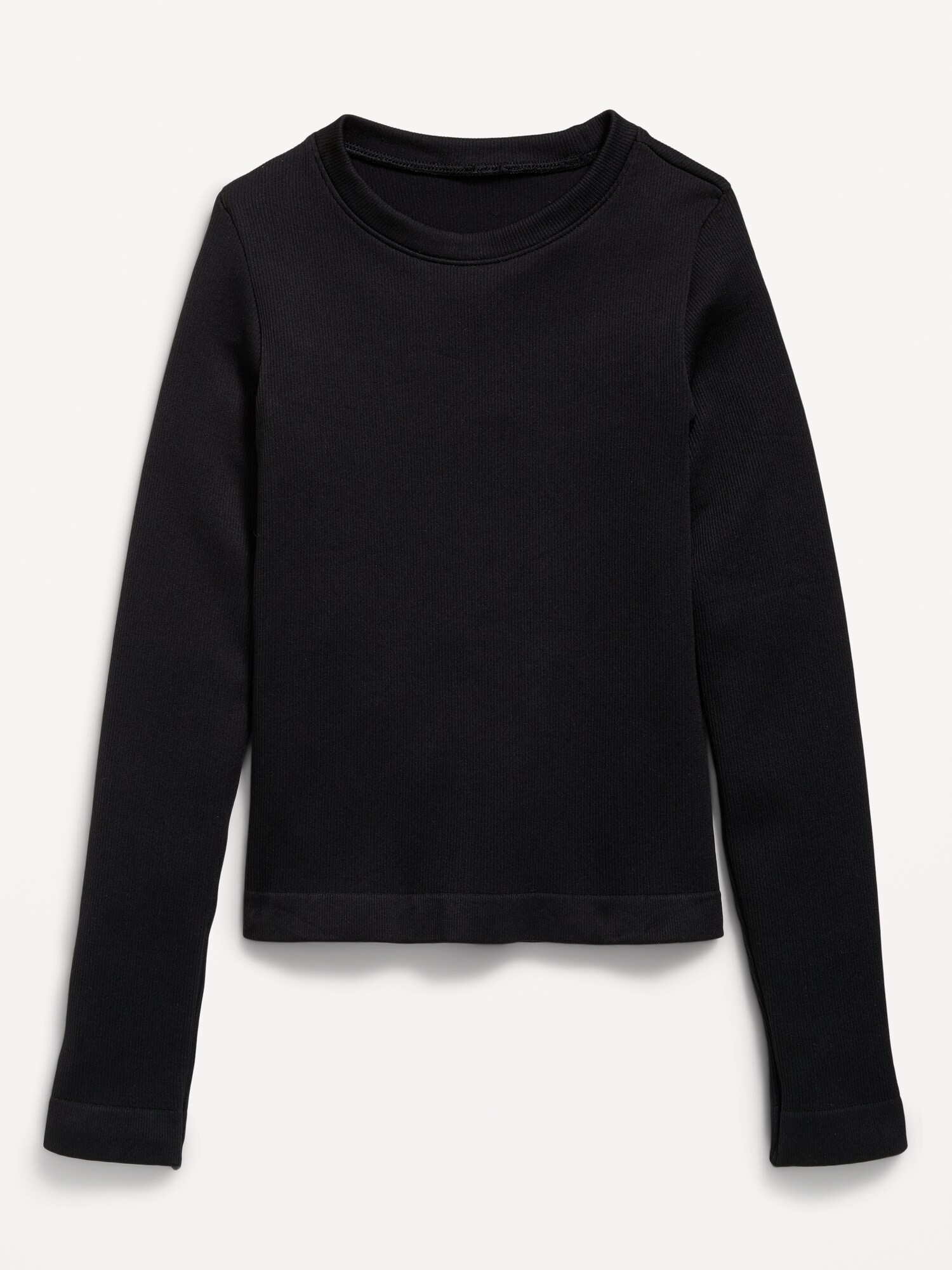 Топ Old Navy Fitted Long-Sleeve Seamless Ribbed Performance Top для девочек, цвет: Чёрный — фото 3