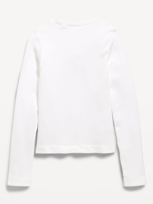 Fitted Long-Sleeve Seamless Ribbed Performance Top for Girls | Old
