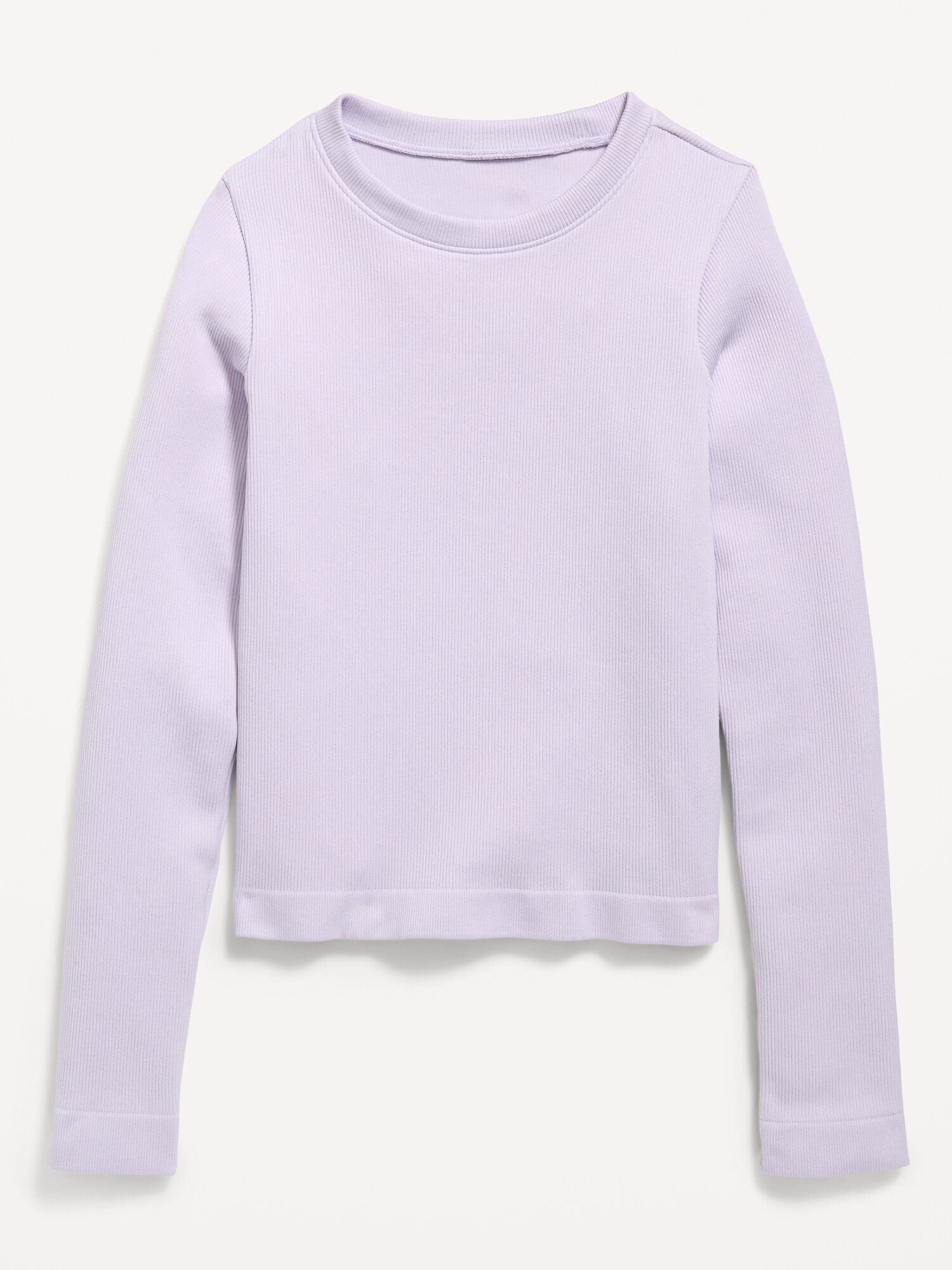 Fitted Long-Sleeve Seamless Ribbed Performance Top for Girls