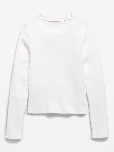Fitted Long-Sleeve Seamless Ribbed Performance Top for Girls