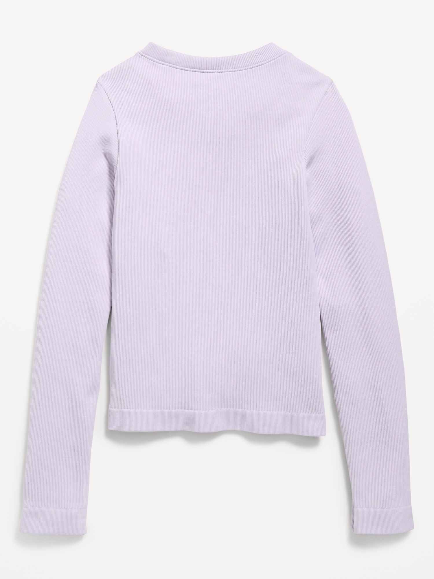 Fitted Long-Sleeve Seamless Ribbed Performance Top for Girls