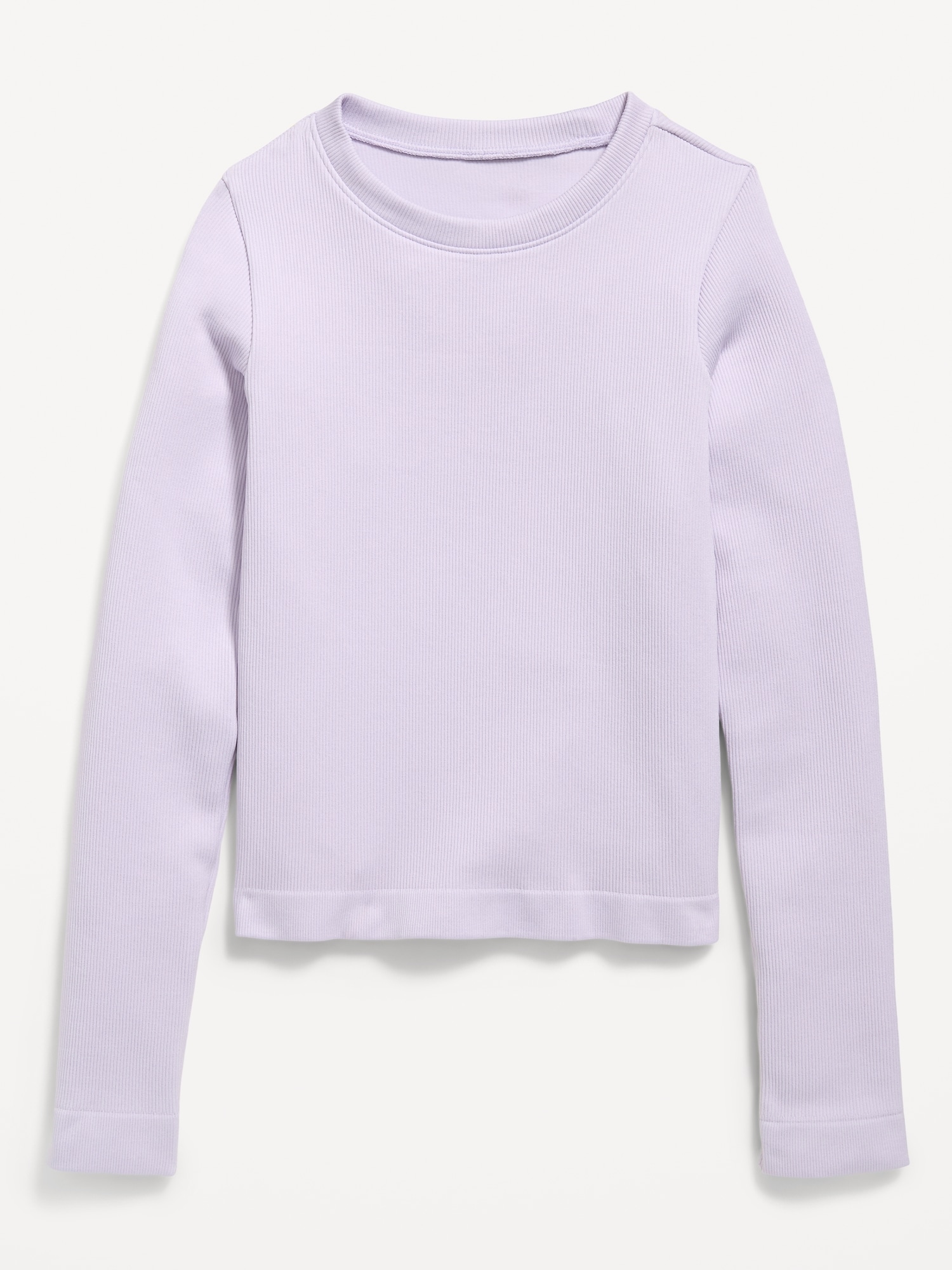 Fitted Long-Sleeve Seamless Ribbed Performance Top for Girls