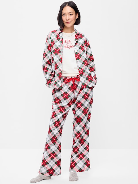 Printed Flannel Pajama Pant Set for Women