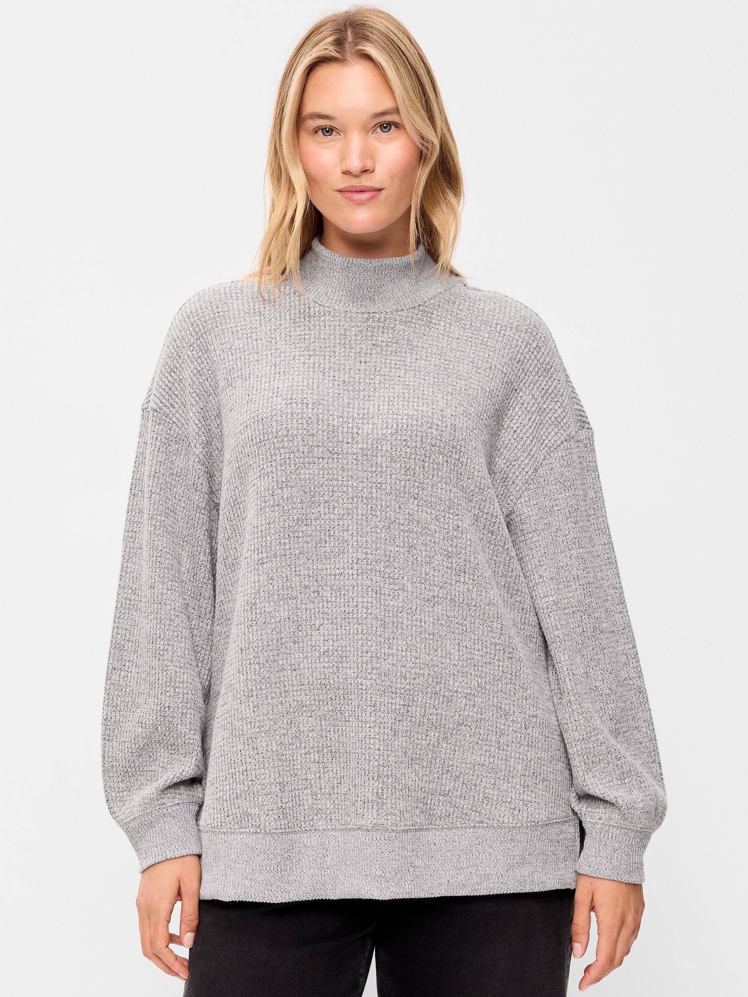 Oversized Mock-Neck Long-Sleeve Top