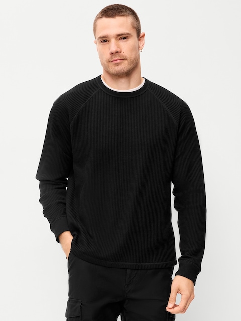 Long-Sleeve Waffle Knit T-Shirt