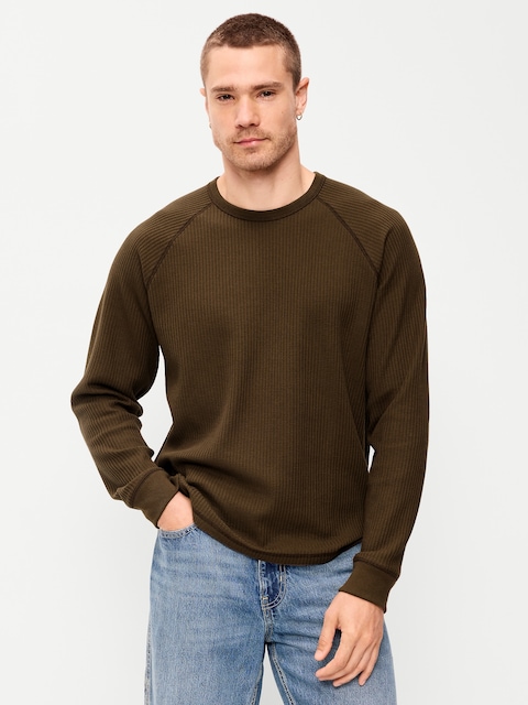 Long-Sleeve Waffle Knit T-Shirt