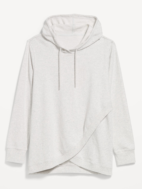 Maternity Fleece Crossover Nursing Tunic Hoodie Sweatshirt