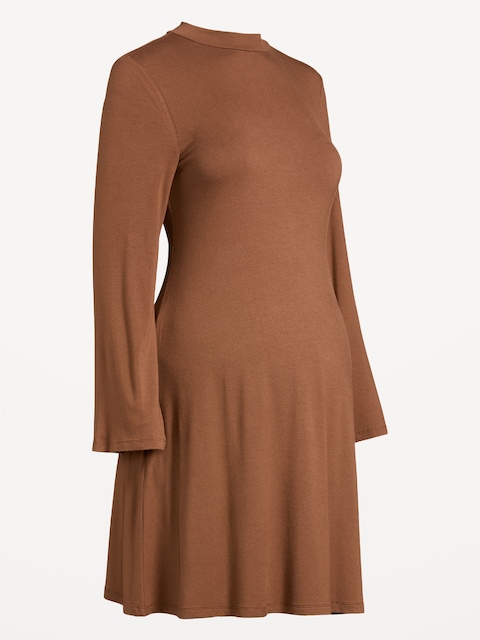 Maternity Mock-Neck Swing Mini Dress