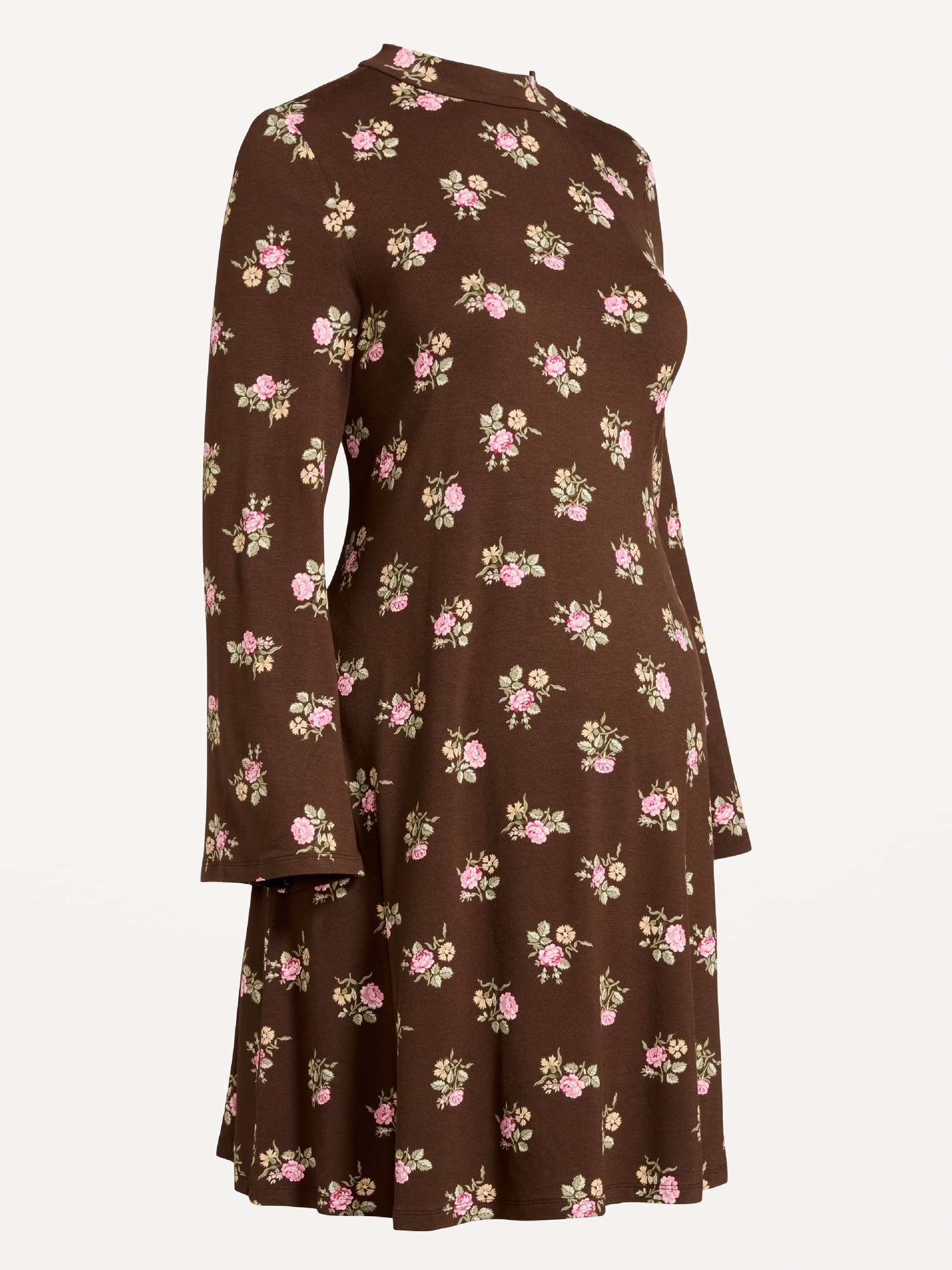 Maternity Mock-Neck Swing Mini Dress