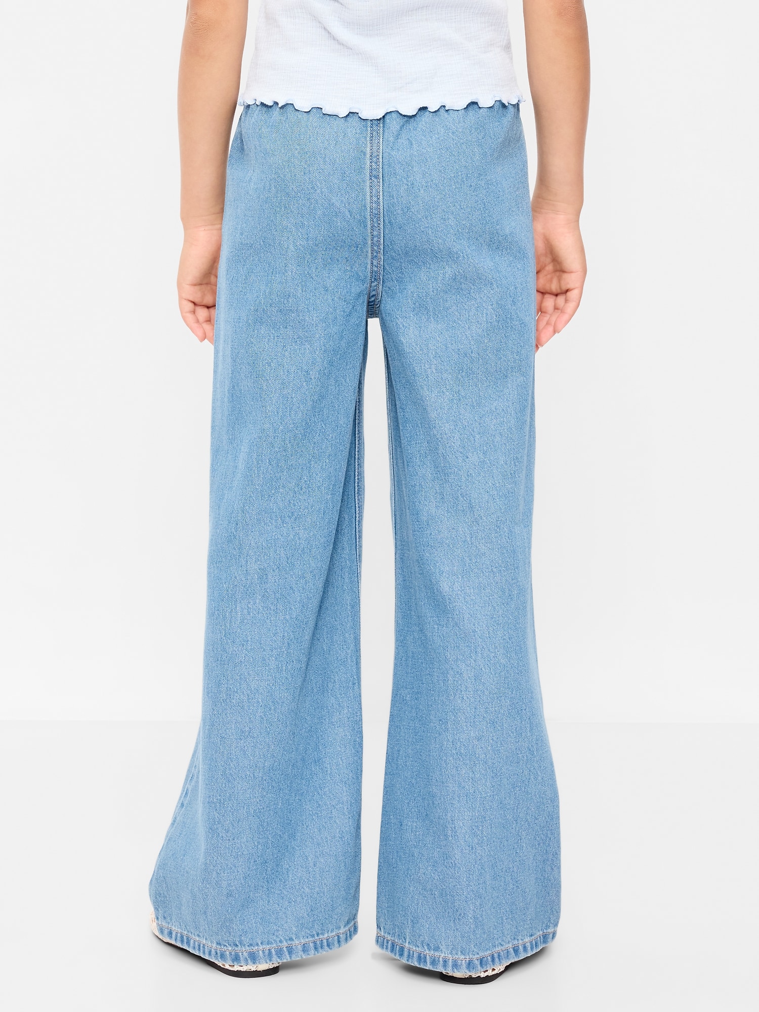 Pull-On Super Baggy Wide-Leg Denim Jeans for Girls