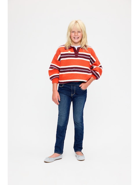 Oversized Long-Sleeve Rugby Polo Sweater for Girls