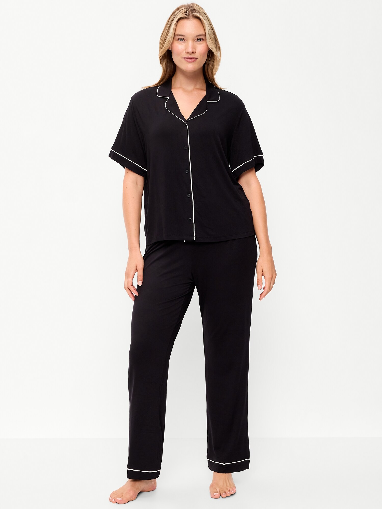 Женские брюки Old Navy Sunday Sleep Knit Jersey Pant Set, цвет: Чёрный — фото 4